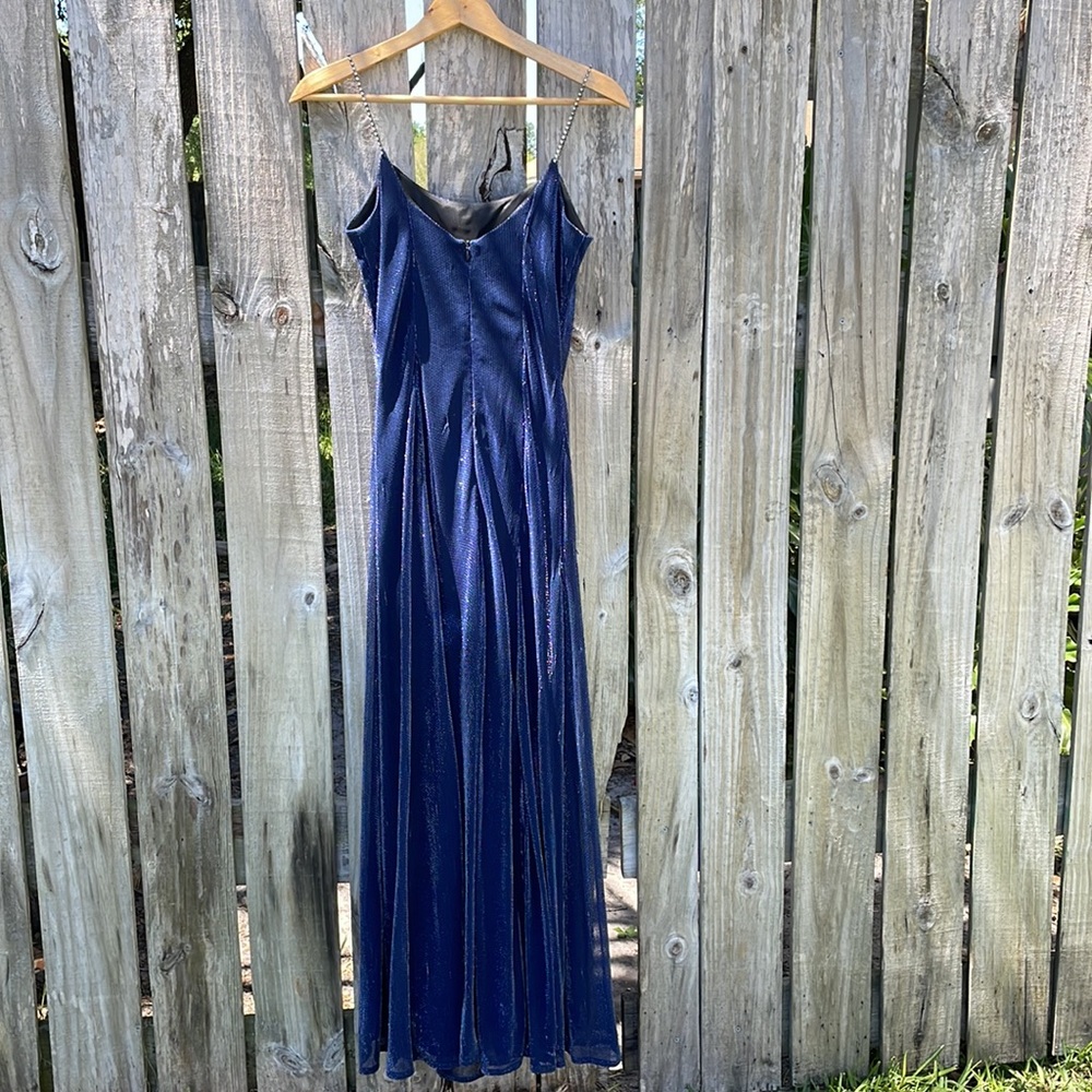 Scott McClintock Navy Long Metallic Evening Gown 8 - Picture 8 of 14